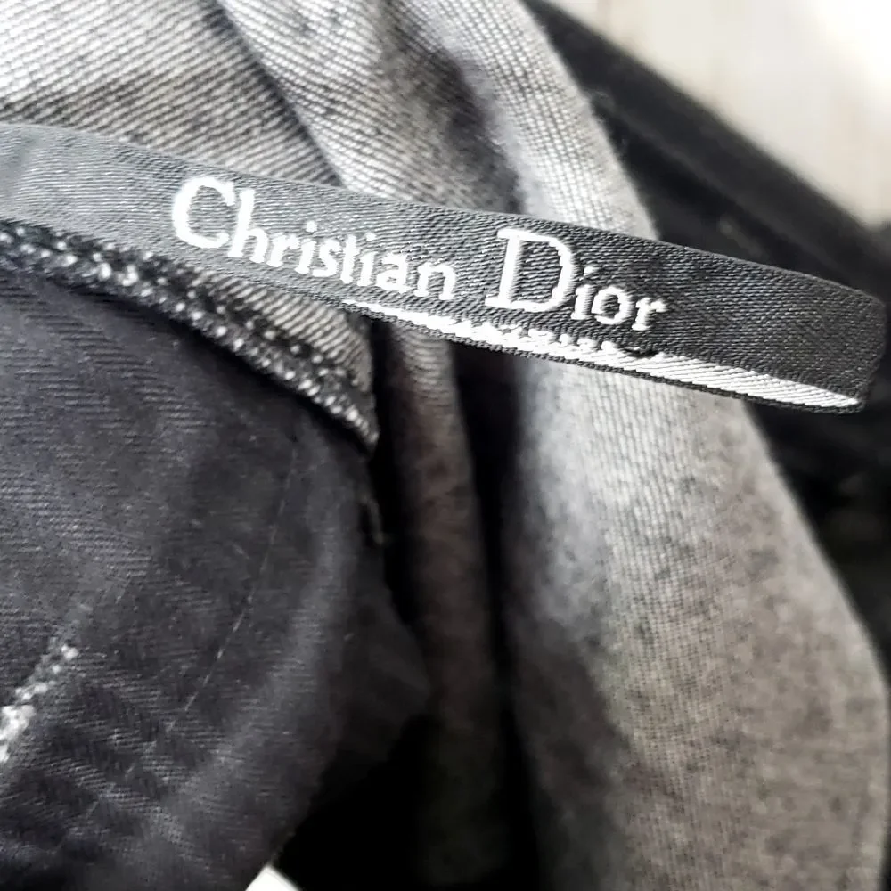 Vintage Christian Dior Y2K Grunge Goth Denim & Lambskin Mini Skirt Size 10